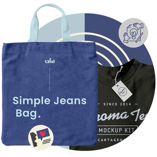 jean bag and tshirt for visual branding -t3rive